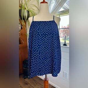 COLLECTIVE CONCEPTS NAVY AND WHITE POLKA DOT TOP
SIZE: LARGE